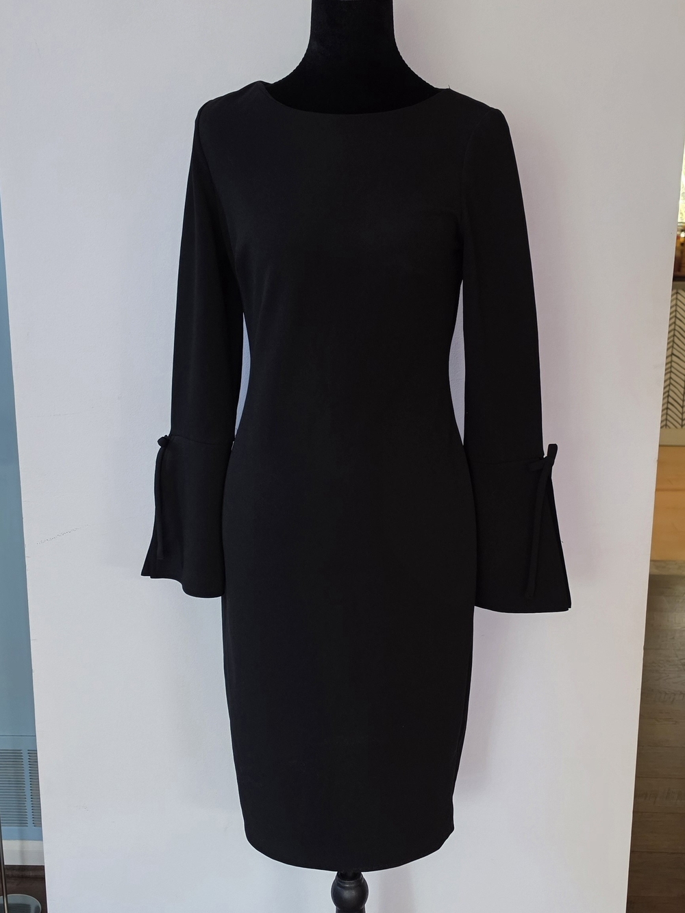 Calvin Klein Black Long-Sleeve Sheath with Flared Cuffs